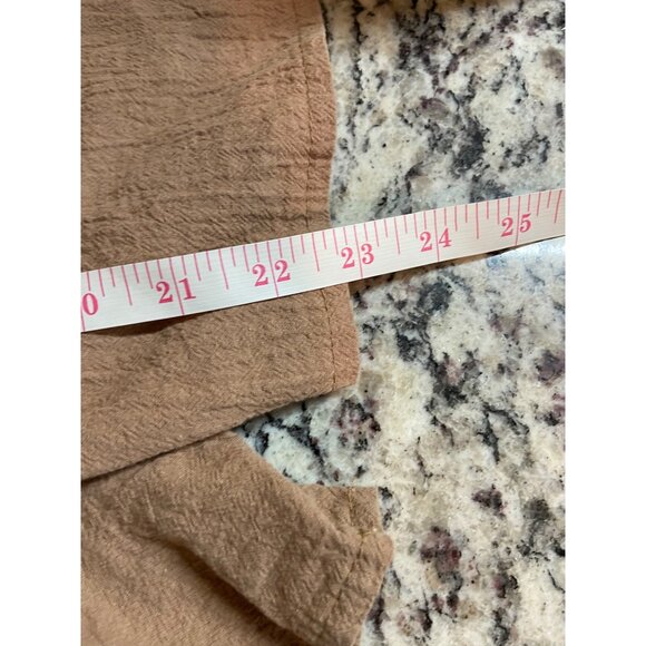 Womens Sleeveless Romper Large Tan Tied Bow Straps Button Accents Minimalist Y2K - Picture 7 of 8